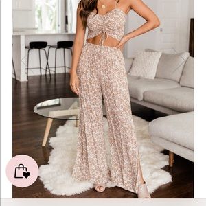 Pink Lily Cropped tank (matching set)